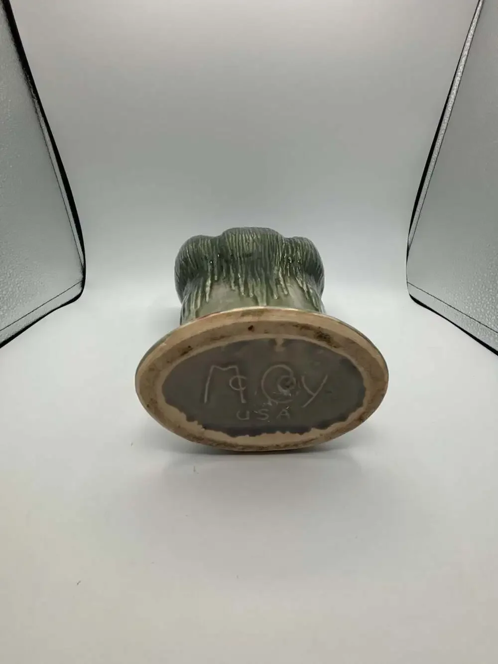 Vintage McCoy USA Green Drip Glaze Ceramic Vase